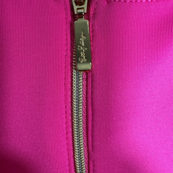 Lilly Pulitzer Addyson Dress Pink Sleeveless Gold Embellished Waist Sz XS (2/3) - Picture 3 of 5
